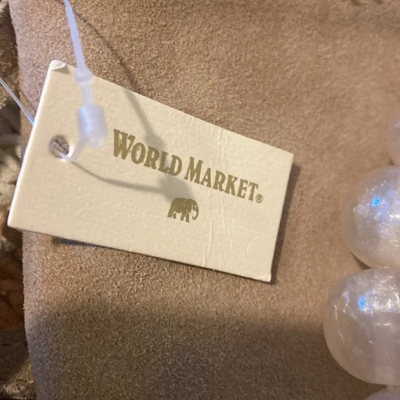 Cost Plus World Market Tan Suede Bag with Beaded Handles - Picture 6 of 7